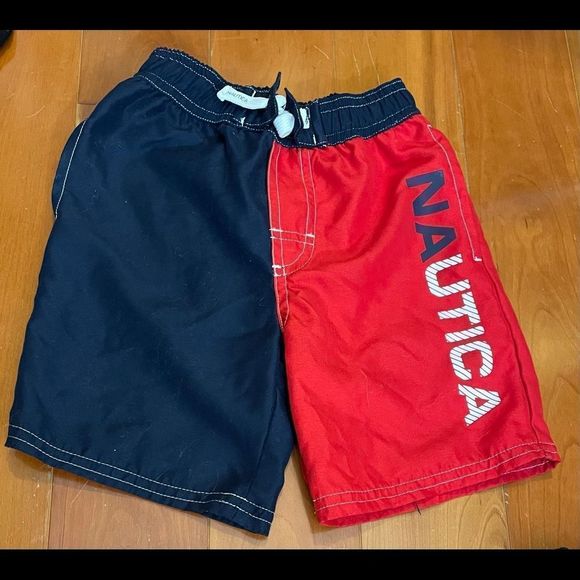 Nautica Red and Blue Boys Swim Trunks - Picture 1 of 3